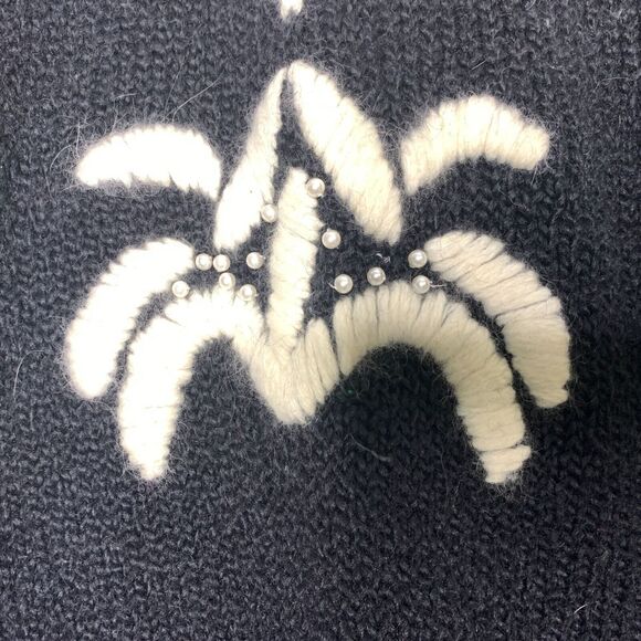 vintage 80s sweater angora rabbit wool blend black white Marnie West size medium - Picture 4 of 8